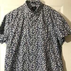 Men's J Crew Floral Shirt, Short Sleeve Dress Shirt, Slim Fit - Pre-owned